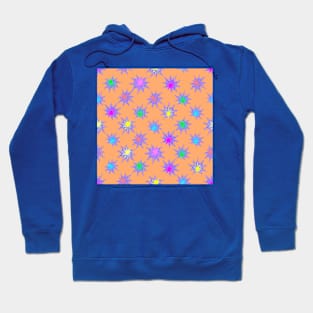 Glow Stars Diagonal Repeat on Pale Orange Hoodie